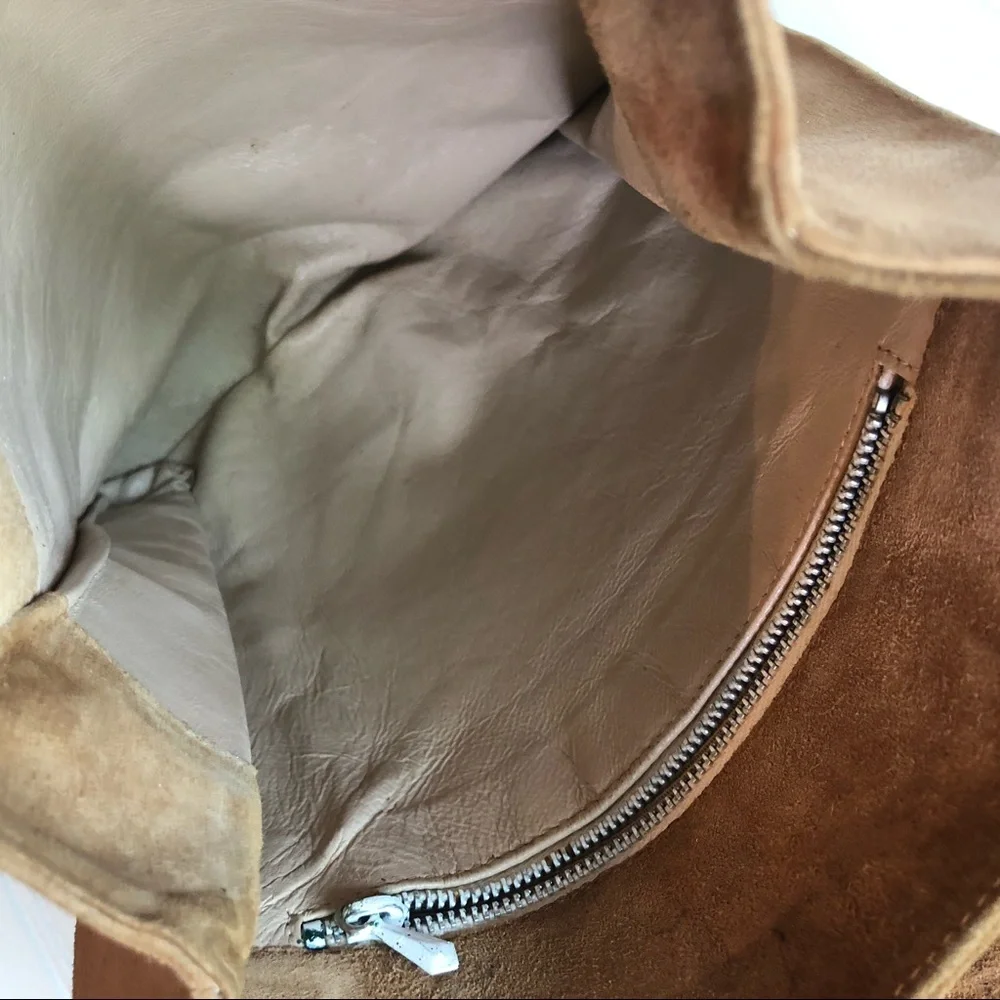 Vintage Suede Leather Flap Shoulder Purse BOHO